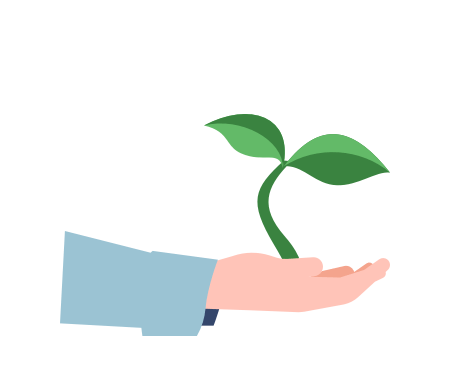 Illustration of a hand holing a sprouting plant