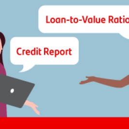 http://Illustration%20of%20two%20people%20with%20thought%20bubbles%20saying%20loan-to-value%20ratio%20and%20credit%20report